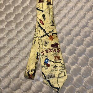 Museum Artifacts 100% Silk Texas Map Tie – Vintage Lone Star State Necktie